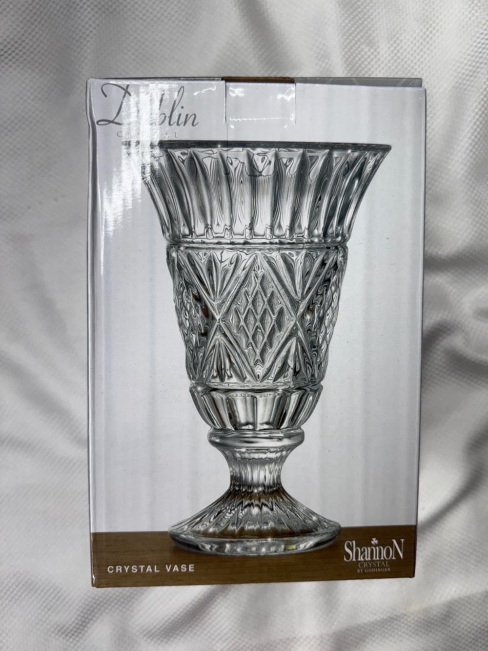 Shannon 14” Pedestal Dublin Crystal Vase by Godinger - NIB